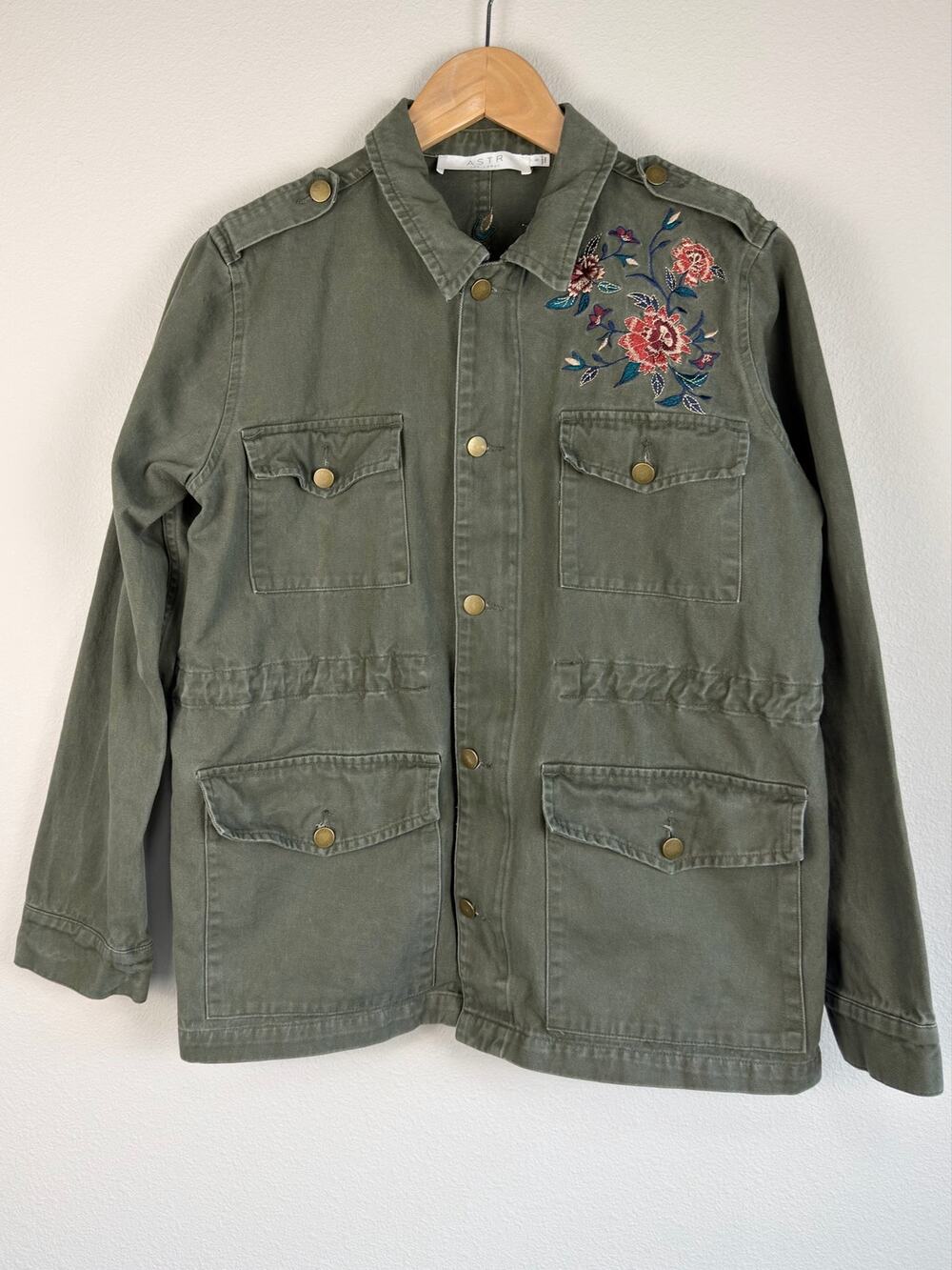 ASTR the Label Floral Embroidered Military Style Jacket Small
